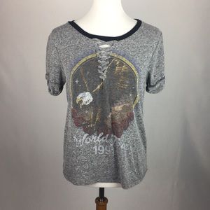 Gray Lace Up Eagle Graphic Tee